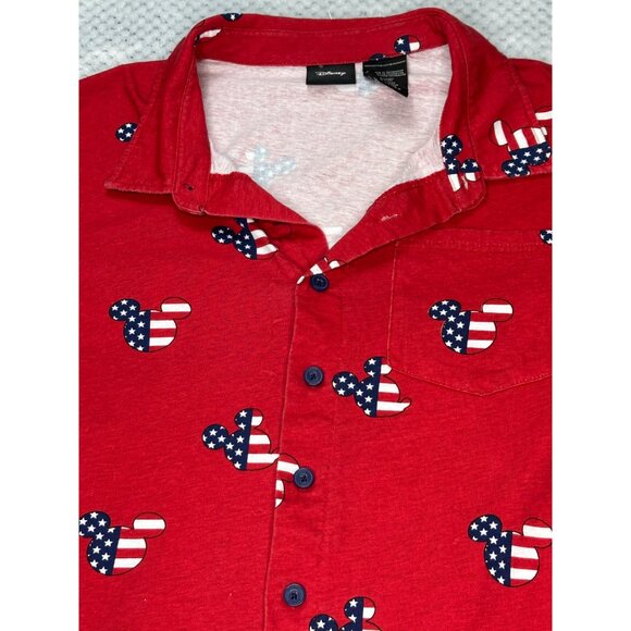 Disney Red Mickey Mouse Patriotic Print Button-Up Romper XL 100% Cotton - Picture 2 of 15
